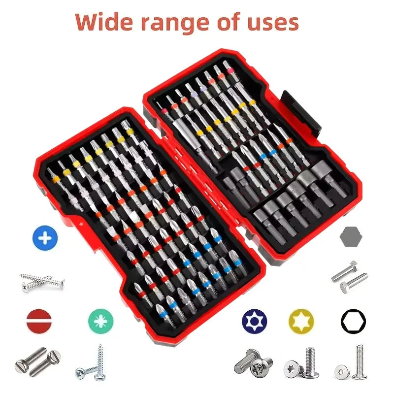 83Pcs S2 Steel Screwdriver Bit Set Impact Drill Magnetic Nut Driver Cross Slotted Square Star Hex Torx Bits with Storage Case