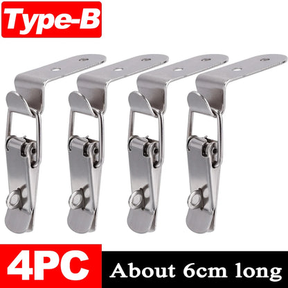 90 Degree Duck Mouth Hasp Lock Silver Metal Spring Hook for Wood Box