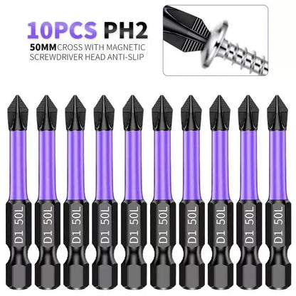 5/12Pcs Magnetic Screwdriver Bits Set Non-slip Shockproof Phillips Impact Hex Shank Alloy Steel for Power Tools
