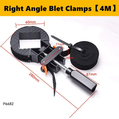 4M/6M 90 Degrees Right Angle Frame Clips Adjustable Corner Clamp Band Strap 4 Jaws Picture Frame Holder Woodworking Tools