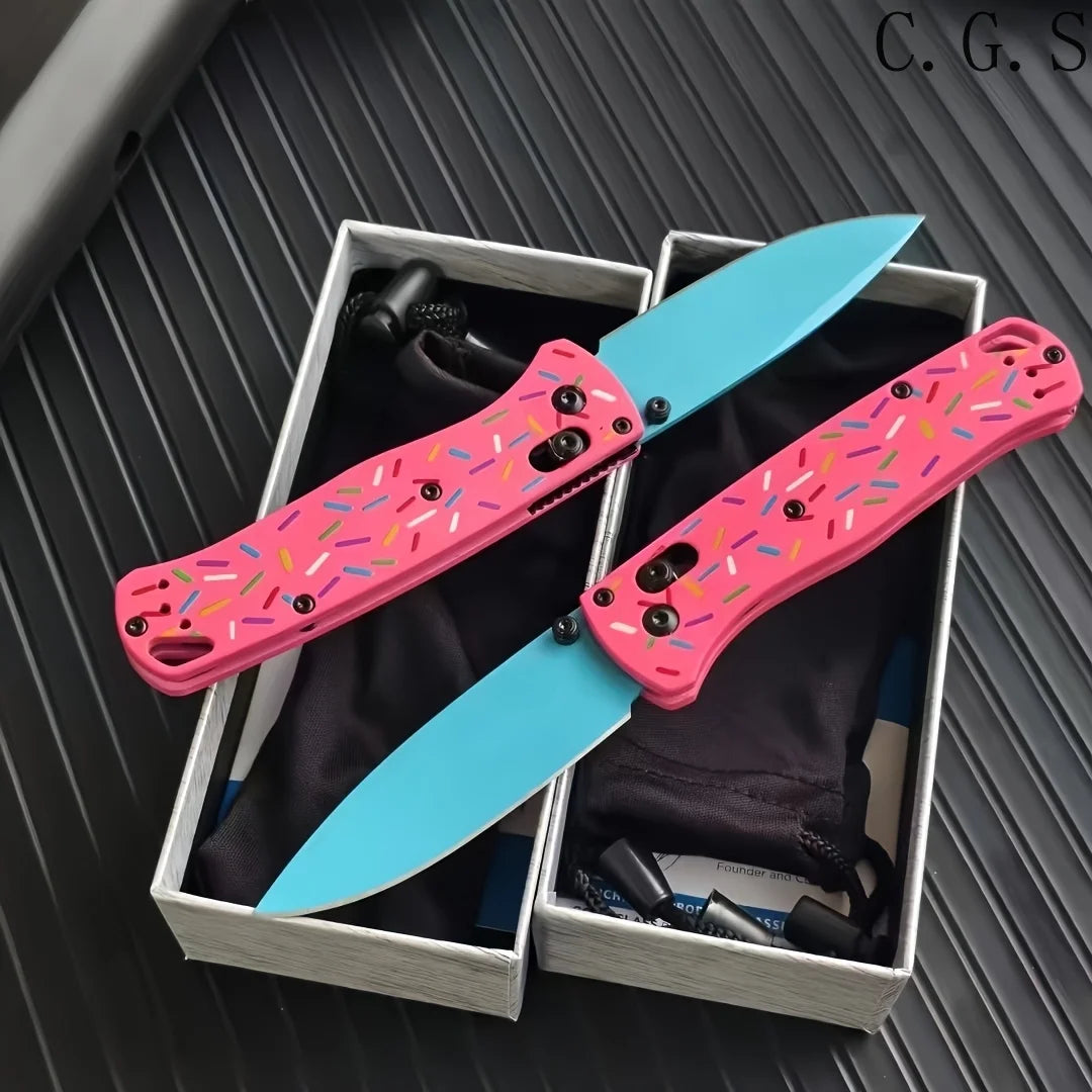 BM 535 Bugout Donut Pink Aluminum Bearing Folding Knife Multifunctional Portable Outdoor Camping Hunting Fishing EDC Tools