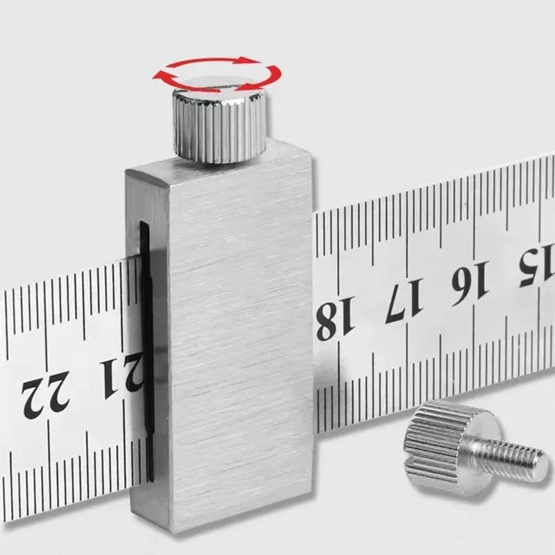 New Protable Accurate Positioning Woodworking Tools Carpentry Steel Ruler Positioning Limit Block Measuring Marking Gauge