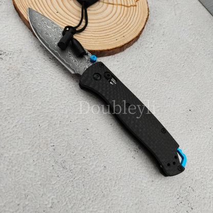 Lightweight BM 535 Damascus Steel Folding Knife Carbon Fiber Handle with Clip EDC Knives Outdoor Camping Fruit Knife Men's Gifts