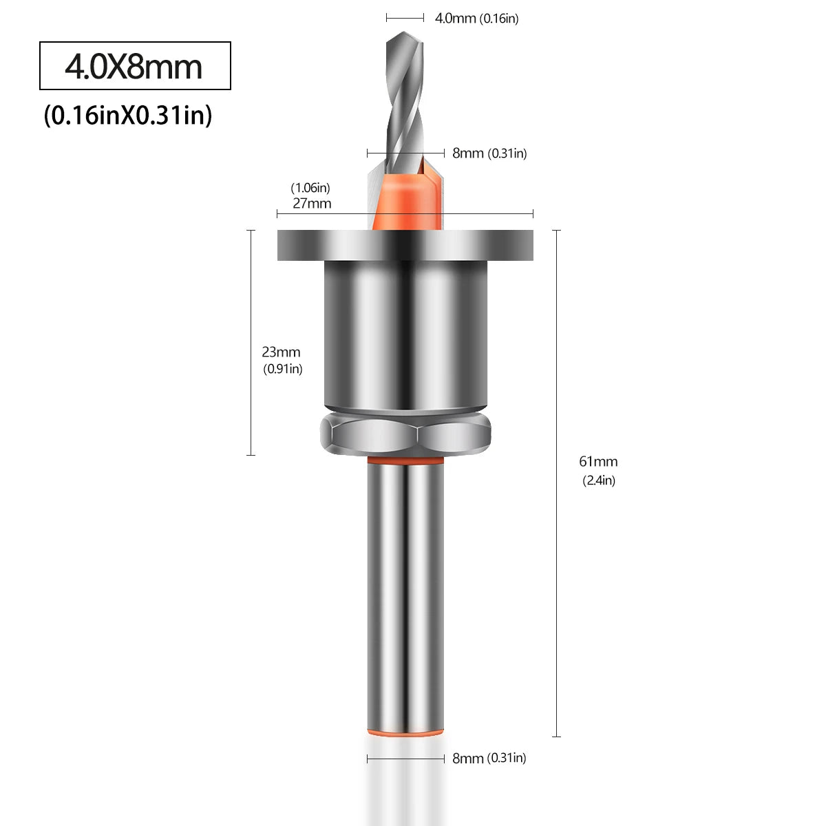 8mm Shank Countersink Drill Bit With Stop Alloy Head Taper Hole Step Drill For Wood Screw Installation Woodworking Drilling