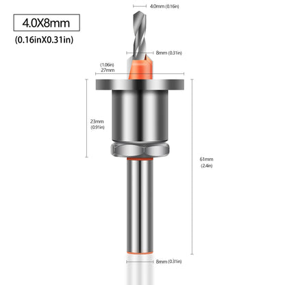 8mm Shank Countersink Drill Bit With Stop Alloy Head Taper Hole Step Drill For Wood Screw Installation Woodworking Drilling
