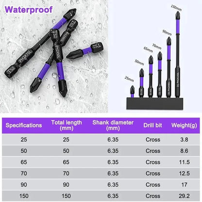 New Anti-Slip Long Screwdriver Bit Set Magnetic Impact Phillips Bit Hex Shank Cross Impact Driver Bit for Power Drilling