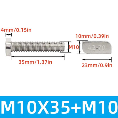 M8/M10 T-Bolt Kit 304 Stainless Steel (A2-70) - T-Screws Locking Tooth Flange Nuts - for Solar Panel Mounting PV Rails Greenhous