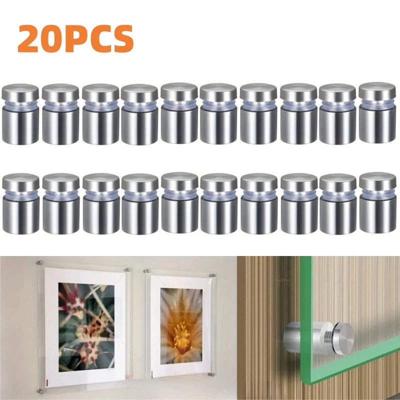 20Pc Glass Display Stand Mounting Bolt 25mm Stainless Standoffs Sign Advertisement Fixings Advertising Nail Hardware Accessories