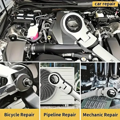 Active Head Ratchet Wrench Set, 8mm Chrome Vanadium Steel Ratchet Quick 180° Headset Activity Set, Heavy Duty Hardware Tools