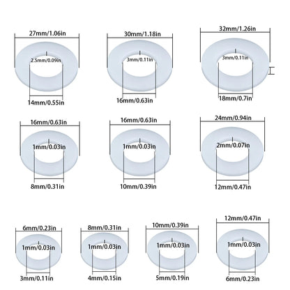 220-piece white nylon flat washer set: sizes M2-M18, plastic nylon washers, plastic flat washers, O-rings.