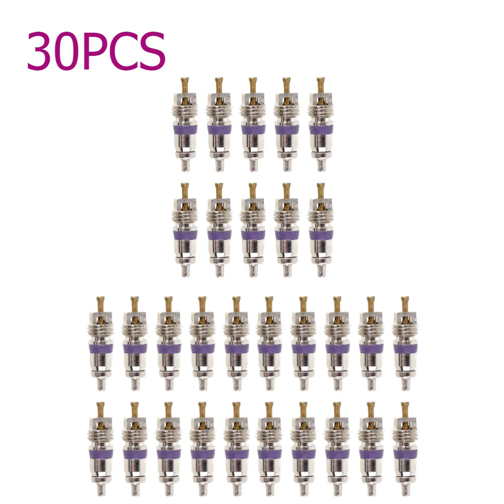 100-10pcs Copper R134a Car A/C Air Conditioning Valve Cores Automobile Universal Exterior Repair Components A/C Valve Cores