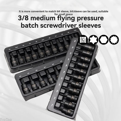 3/8 Inch Hexagonal Socket Set Metal Vanadium Alloy Steel Torx Tool Socket Head for Manual Wrench