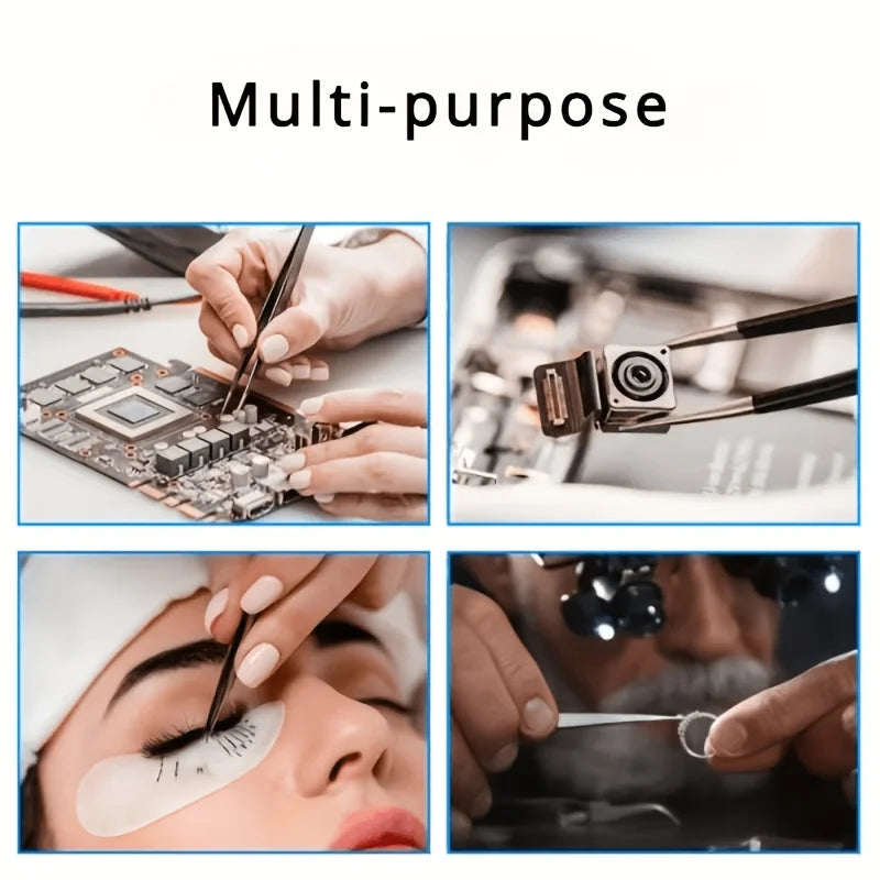 Anti-Static Stainless Steel Tweezers Set, Precision Industrial Tweezers for Electronics Repair, Model Making & Home Use
