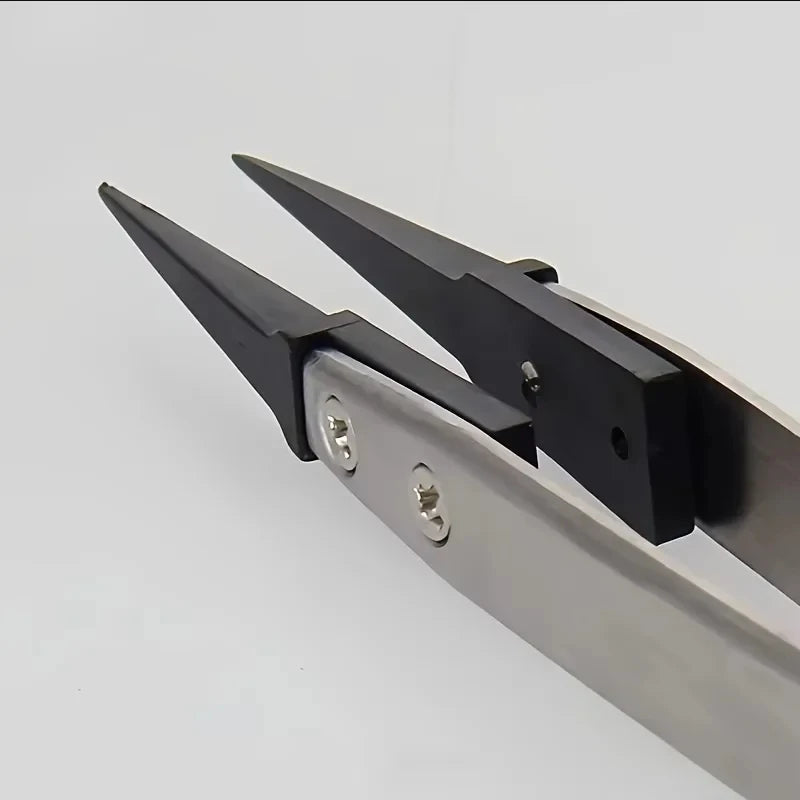 1pc ESD-259 Stainless Steel Precision Pliers-Precision Anti-Static Carbon Fiber Tweezers,Used For Crafts,Jewelry,Electronics