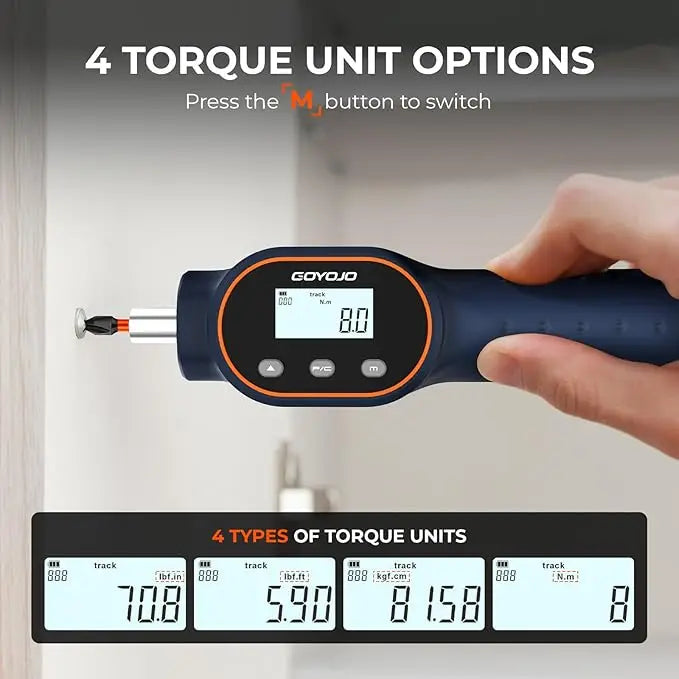 Digital Torque Screwdriver 7.08–70.8 In-lb / 0.8–8 Nm, 1/4' Adjustable Torque Screwdriver Set for Electronics, and Mounting