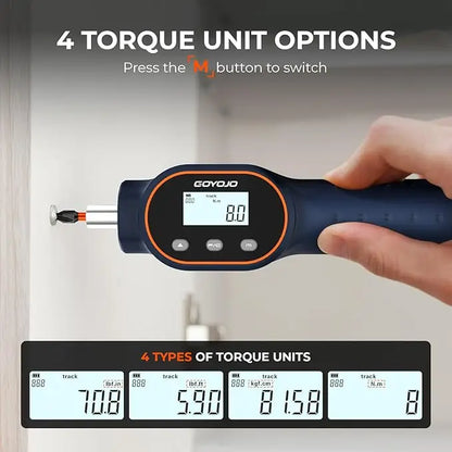 Digital Torque Screwdriver 7.08–70.8 In-lb / 0.8–8 Nm, 1/4' Adjustable Torque Screwdriver Set for Electronics, and Mounting