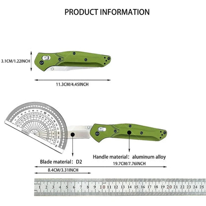 BM940 Green  Axis Lock Folder Green Aluminum Body W/ S30V Stonewashed Plain Edge Blade