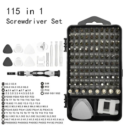 TINSOL 115 in 1 Multifunctional Magnetic Screwdriver Set Screw Driver Bits PC Computer Phone Watch Repair Hardware Tool Kit