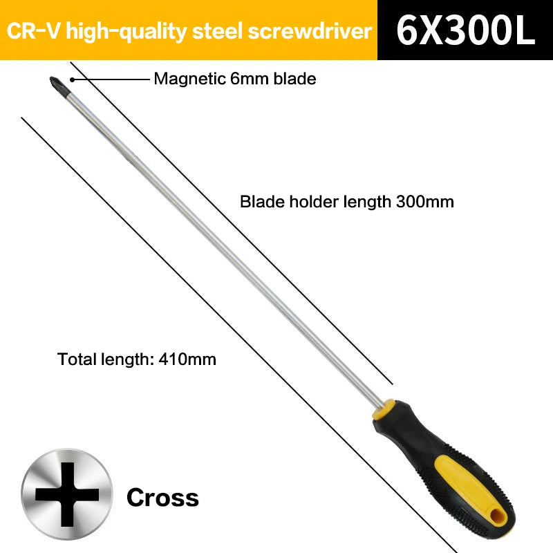 Long Handle Screwdriver Slotted Cross Head Magnetic Screwdriver Bits Anti Slip Manual Tools Screw Driver Bolt DriverHot