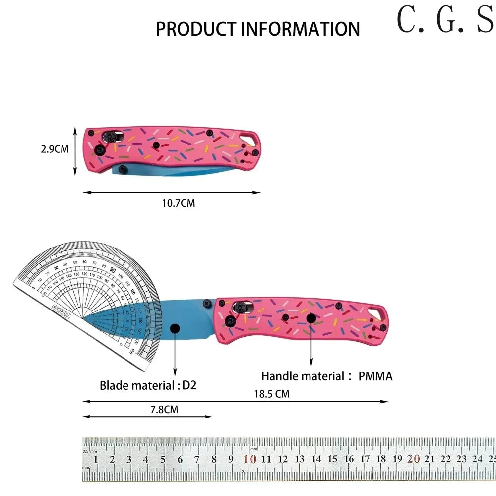 BM 535 Bugout Donut Pink Aluminum Bearing Folding Knife Multifunctional Portable Outdoor Camping Hunting Fishing EDC Tools