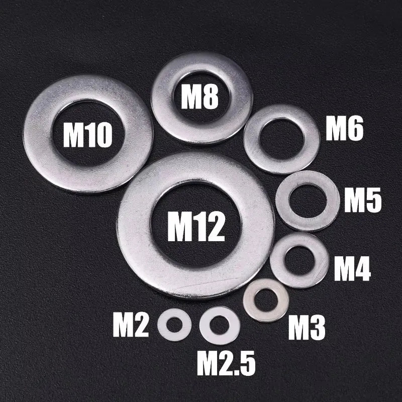 684/180PCS Stainless Steel Screw Washers Multi-function Plain Washer Gaskets Assortment Kit Sturdy Hardware Metal Washers M2-M12