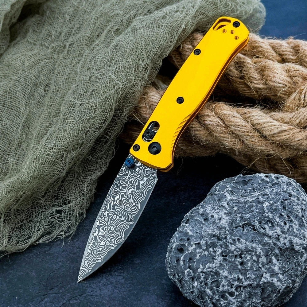 BM 533BK-2 Folding Knife & BM 533 Damascus Folding Knife with Pocket Clip Multi-functional Fishing Portable Outdoor EDC Knives