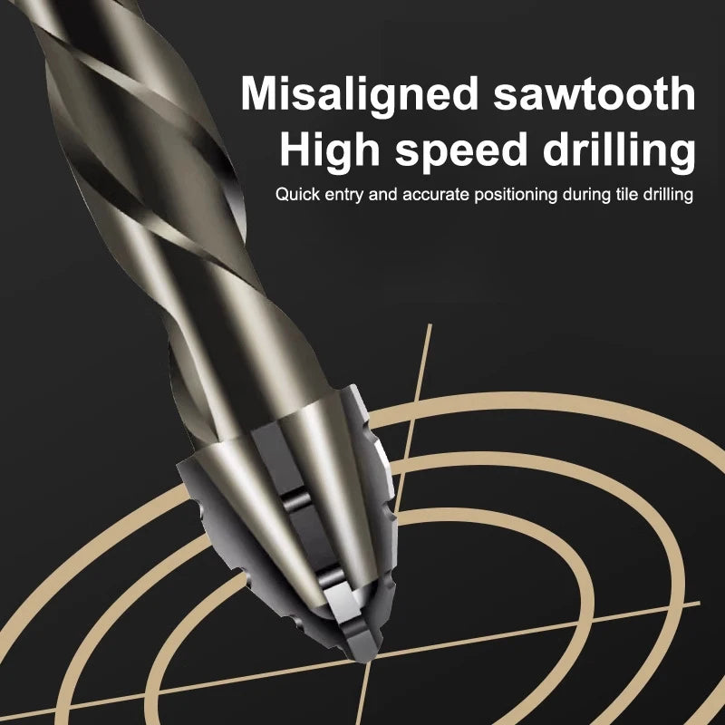 1/7pcs Tungsten Steel Serrated Drill Bit Set for Ceramic Plastic Tile Glass Concrete Durable Cutting Tools for Home Improvement