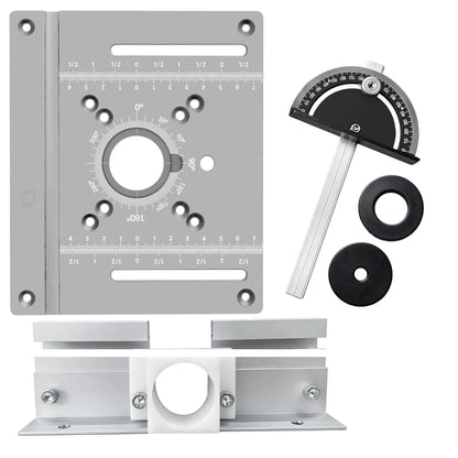 Router Insert Plate Full Kit Aluminum Router Table Base Miter Gauge Sliding Hardware Dual Scale Benchtop Wood Router Woodworking