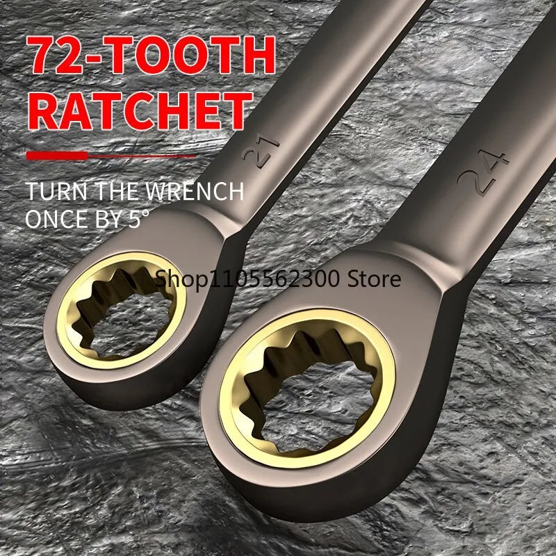 12pcs/6pcs Dual-use Ratchet Head Quick Wrench Set Hardware Tools 72 Teeth Wholesale 180 Degree Rotation