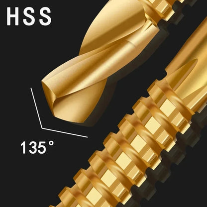 6 Pack Titanium Coated HSS Twist Drill Bits 3-8mm for Wood Metal