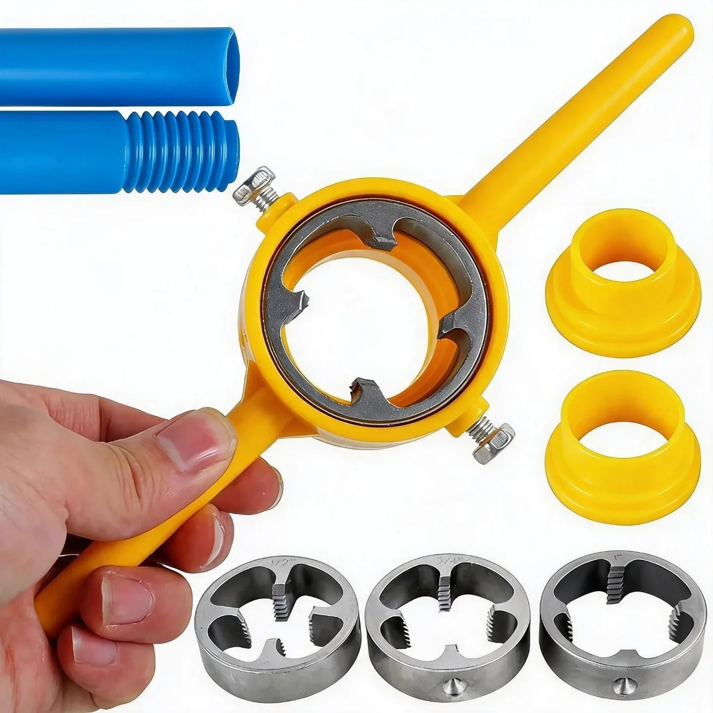 6PCS Pipe Thread Die Set Manual PVC Pipe Threading Tool 1/2" 3/4" 1" Plumbing Thread Maker Hand Tool For Water Pipe Repair