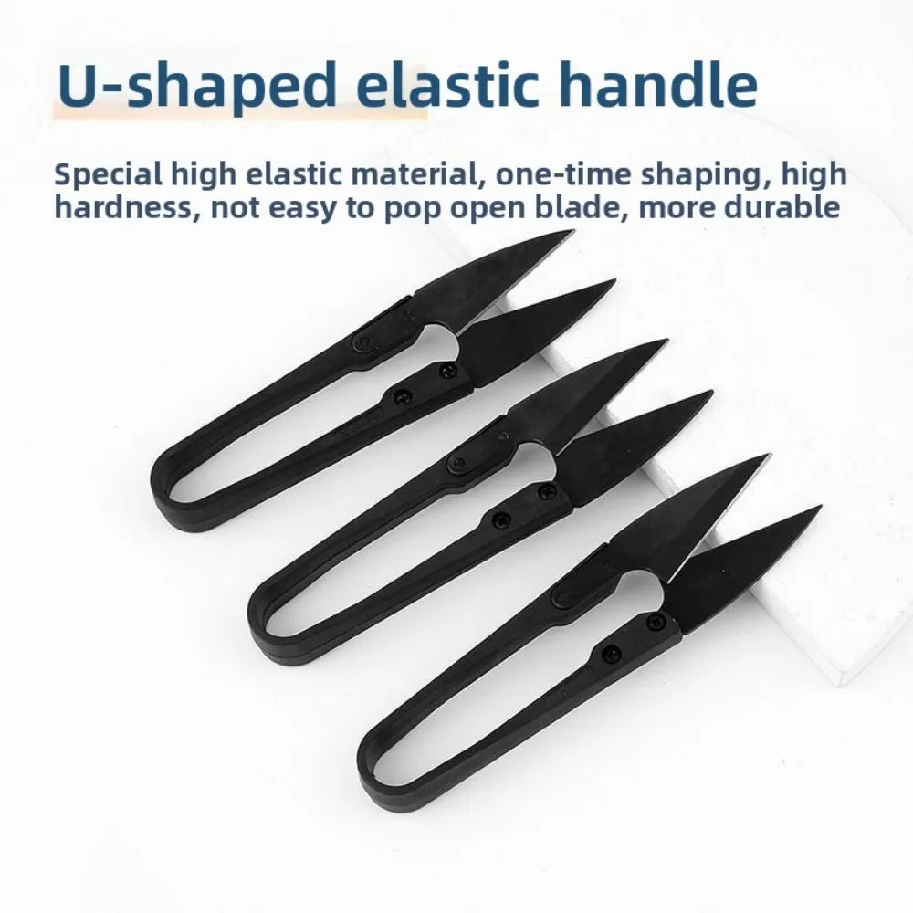1pc Black Carbon Steel U-shaped Shears Stainless Elastic Scissors Clothing Needle Thread Knitting Supplies Scissors Accessories