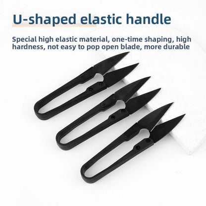 1pc Black Carbon Steel U-shaped Shears Stainless Elastic Scissors Clothing Needle Thread Knitting Supplies Scissors Accessories