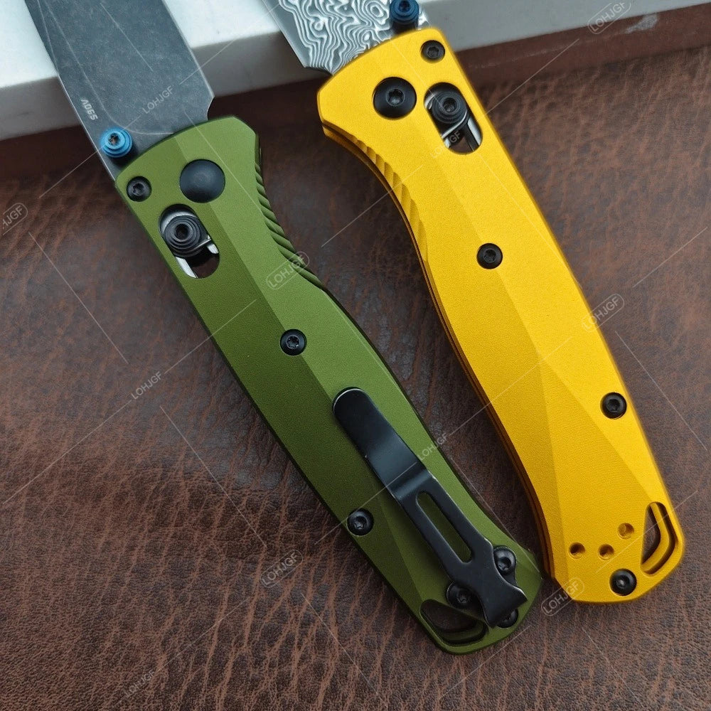 BM 533BK-2 Folding Knife & BM 533 Damascus Folding Knife with Pocket Clip Multi-functional Fishing Portable Outdoor EDC Knives