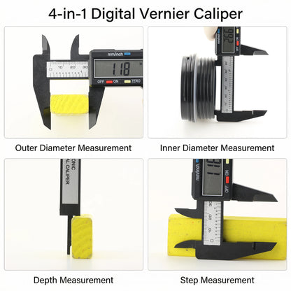 Electronic Caliper Digital Pachometer Plastic Big Screen Thickness Gauge Woodworking Tool Measuring Instruments Vernier Calipers