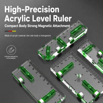 1PC Acrylic Mini Level Ruler Magnetic Horizontal Vertical Spirit Level High Precision Transparent Angle Measuring Tool