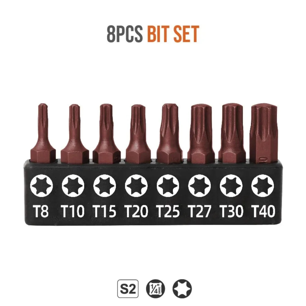 1/4 (6.35mm) Hi-Spec Ratchet Screwdriver Bit Set Multifunctional Magnetic Bit Driver Holder Handle Slotted Hex Torx Phillips Bit