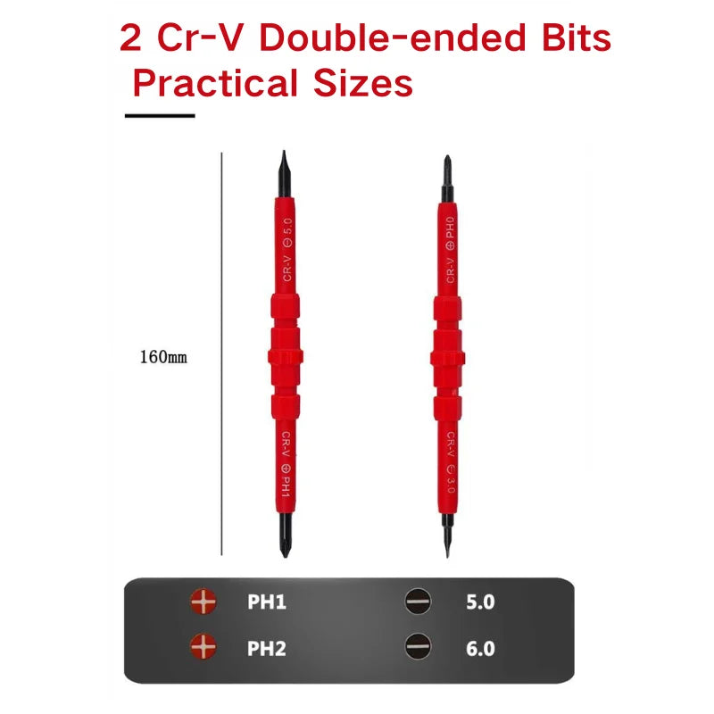 3 In 1 Electricians Insulated Screwdriver Kit Interchangeable Magnetic Blades – PH1/PH2, Slotted, Cross Bits Multipurpose Tools
