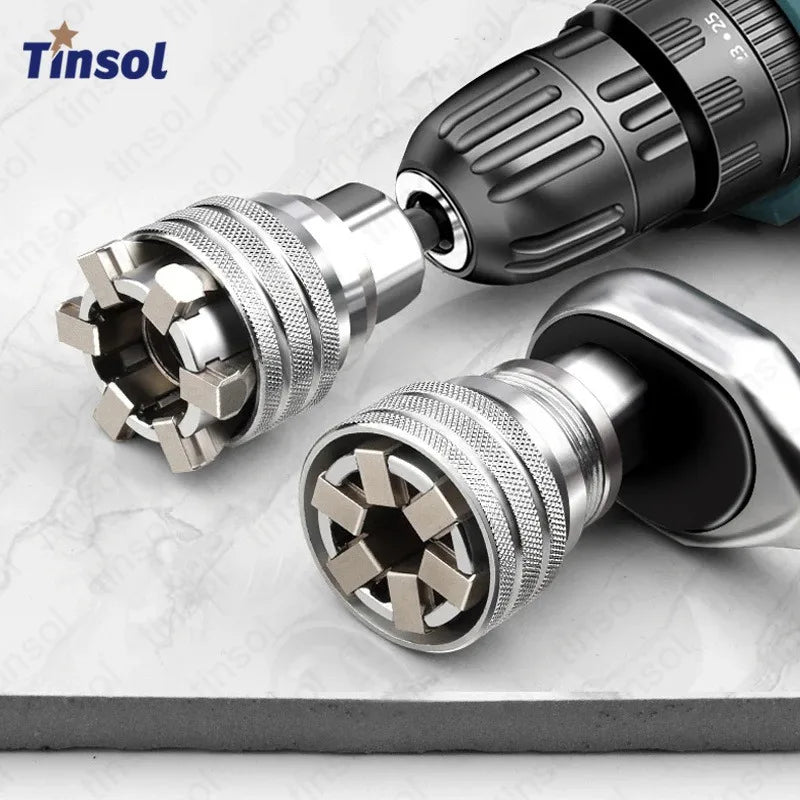TINSOL Universal Adjustable Ratchet Socket Wrench Multifunctional Auto Repair Hand Tool with Flexible Quick Release 360 Degree