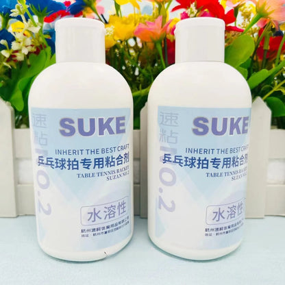 Suku No.15 Table Tennis Inorganic Glue | High Concentration Water-Soluble Adhesive for Racket Bonding | Bonus Sponge Wipe