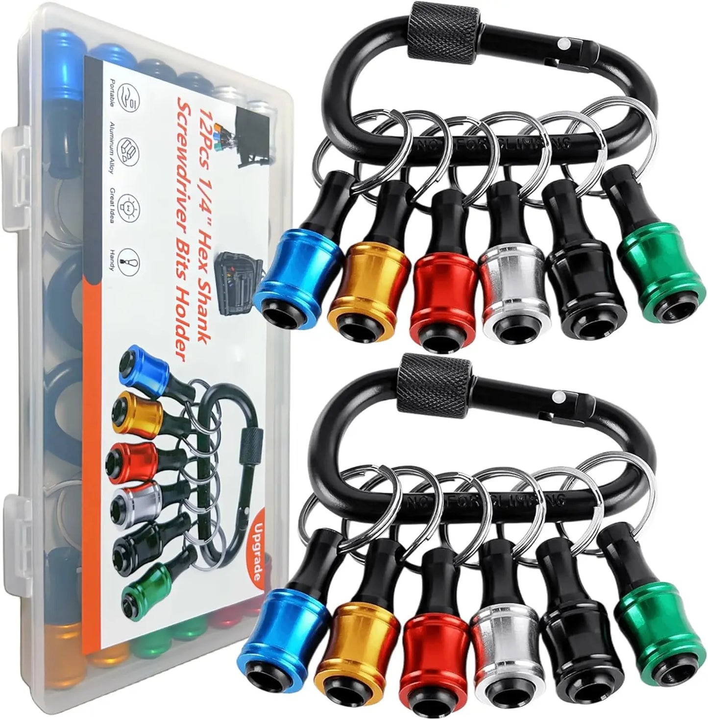 12PCS Bit Holders 1/4 Socket,Screwdriver Bit Holder for Impact Driver Drill Bit Keychain Extension Bar Quick Release Easy Change