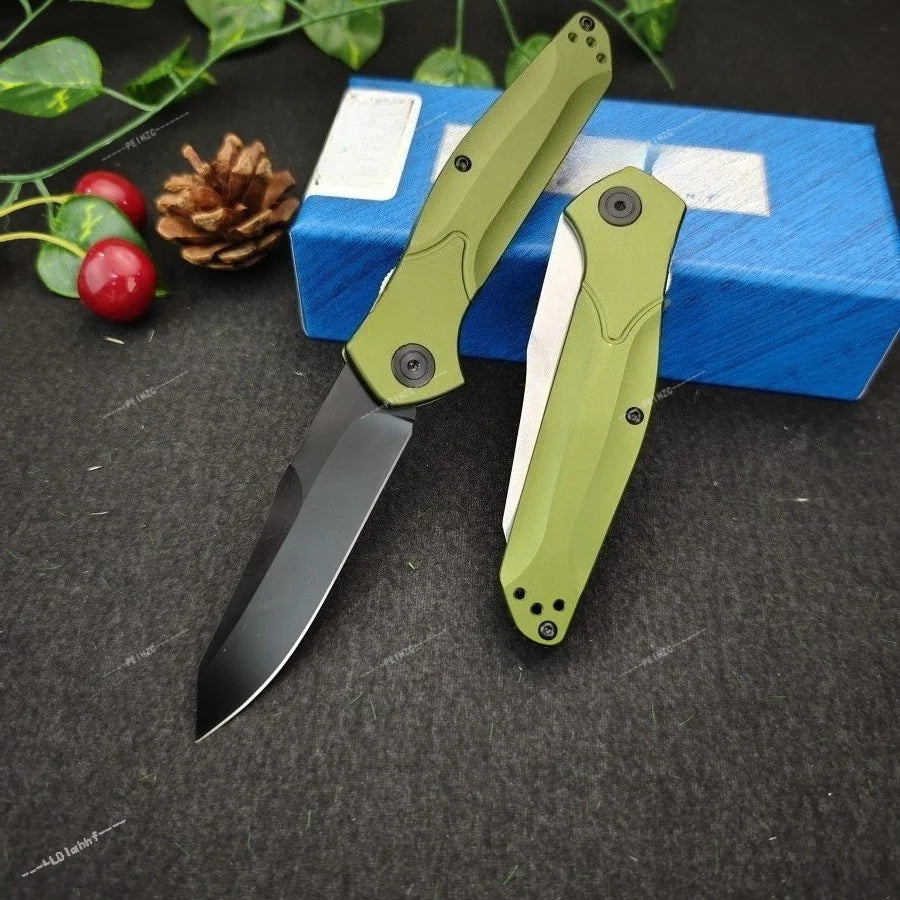 9400 Aluminum Handle Folding Knife V-shaped Knife Grinding, Single-handed Operation- Practical Cutting Knife High-hardness D2 Blade - Daily Portable Fruit Knife - Essential Cutting Knife for Outdoor Camping and Exploration