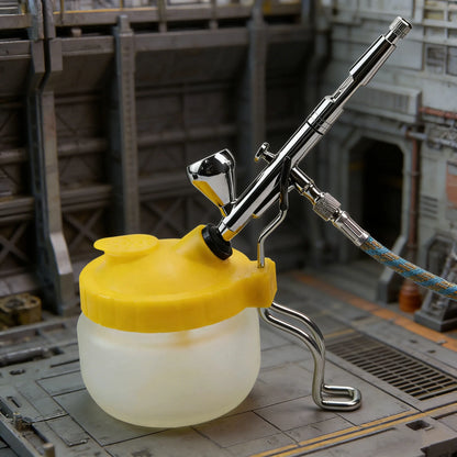 Airbrush Cleaning Pot Stand, Paint Storage Tray, Glass Reservoir Jar, Filter Cotton, and Airbrush Cleaning Tools