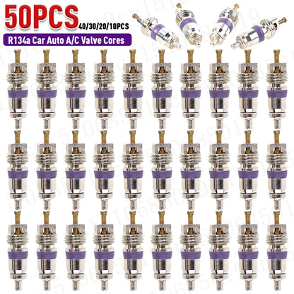 100-10pcs Copper R134a Car A/C Air Conditioning Valve Cores Automobile Universal Exterior Repair Components A/C Valve Cores