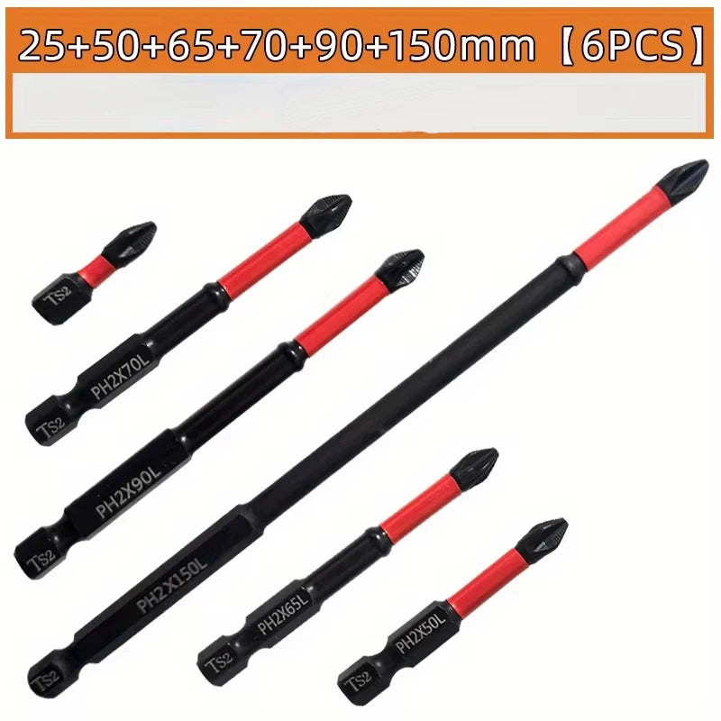 Magnetic Non-Slip Drill Bit Set 3/6/12 Pieces, S2 Steel, Crosshead and Impact Drill Bits, Suitable for Electric and Hand Drivers