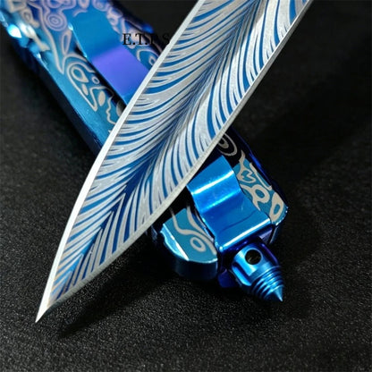 Blue Troodon Knife Outdoor Hunting Survival Tool Multifunctional Pocket Folding Knives with Nylon Sheath