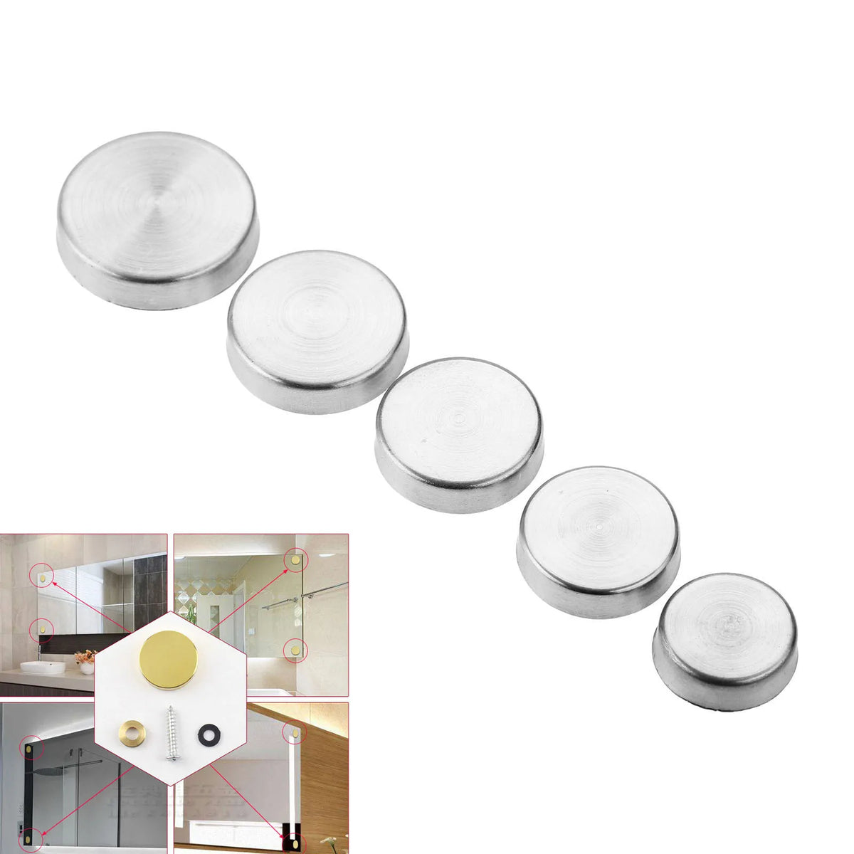 DRELD 20Pcs Stainless Steel Decorative Mirror Screw Cap Nails Screw Covers Fasteners & Hooks Furniture Hardware 16/18/20/22/25mm
