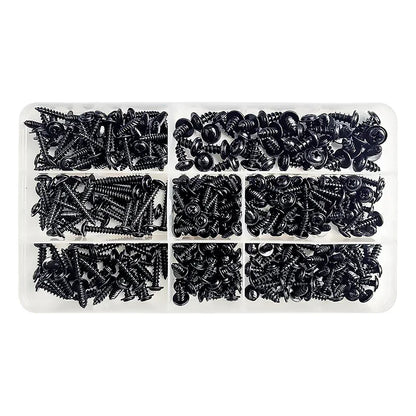 340Pcs Black Carbon Steel Self-Tapping Screw Assortment Kit Phillips Head Wood Screws Set M3 M3.5 M4 M5 Hardware Fasteners