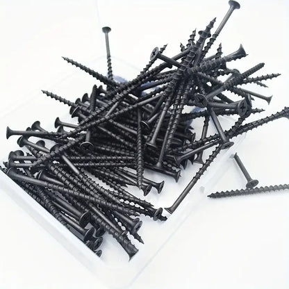 50pcs Black High-strength M3.5 Coarse Thread Screws with Countersunk Head Self-Tapping for Drywall Gypsum Board