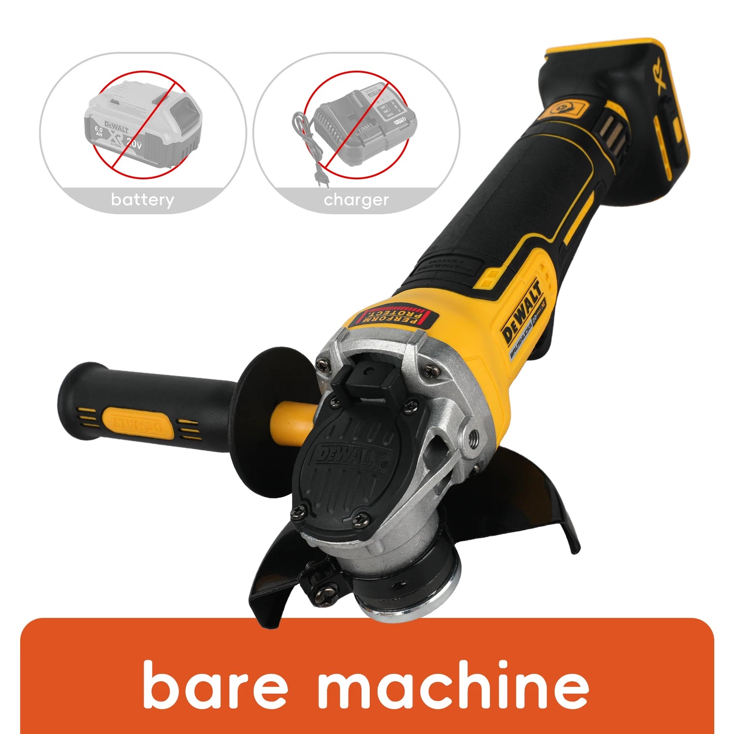 DEWALT DCG405 125mm Flat Head Angle Grinder 18V Brushless Bare Tool for Metal Cutting Wood Grinding